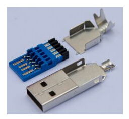 USB A公3.0焊線三件式帶線夾 9P藍膠帶外殼焊接技術與五金產品研發解析